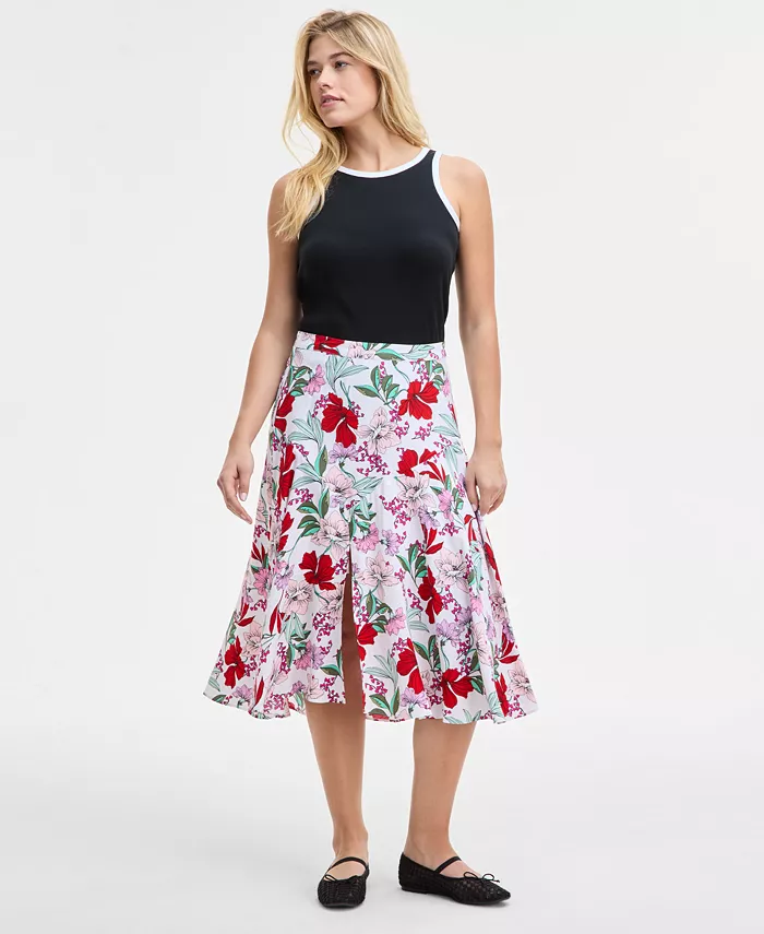 

Женская миди-юбка с разрезом и принтом On 34th, белый