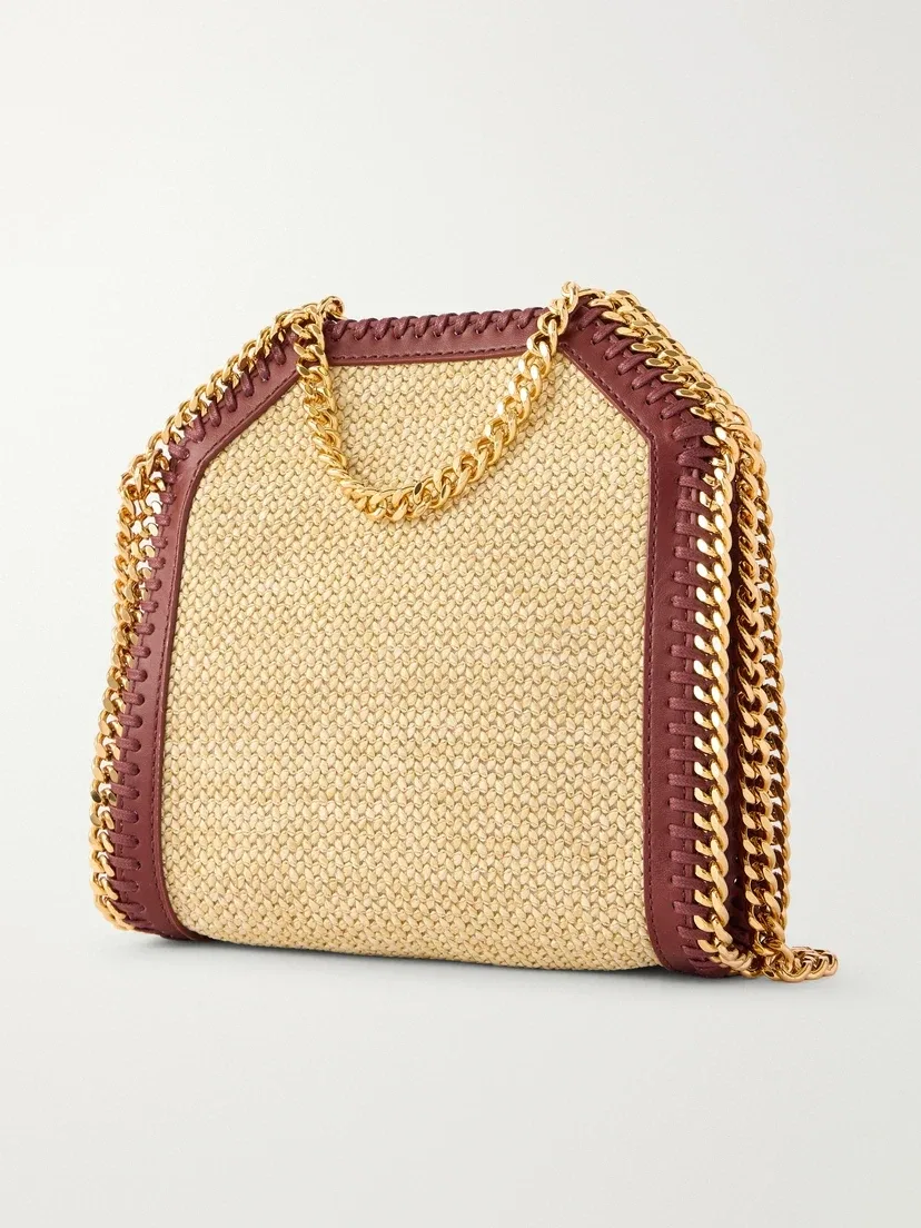 Маленькая сумка-наплечник The Falabella из рафии с отделкой искусственной кожей STELLA MCCARTNEY, бежевый — фото 4