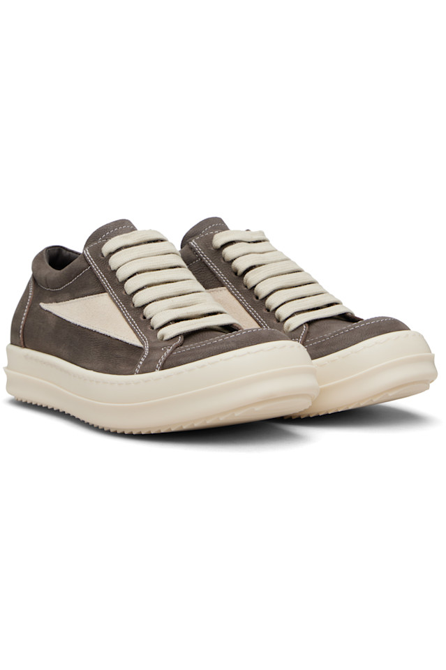 Винтажные кроссовки Gray Temple Rick Owens, Dark Dust/Milk/Milk — фото 4