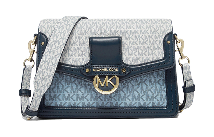 

MICHAEL KORS Сумка-конверт Jessie из искусственной кожи, сумка через плечо, женская, светло-голубая/морской синий/белая