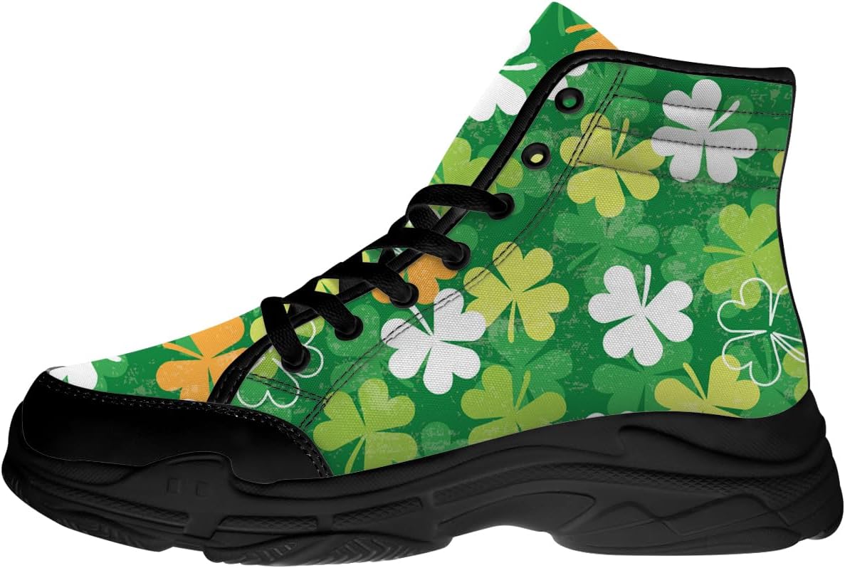 

Мужские и женские высокие кеды на День Святого Патрика, зеленые текстильные платформенные кроссовки на шнуровке, подарки для него и для нее Generic