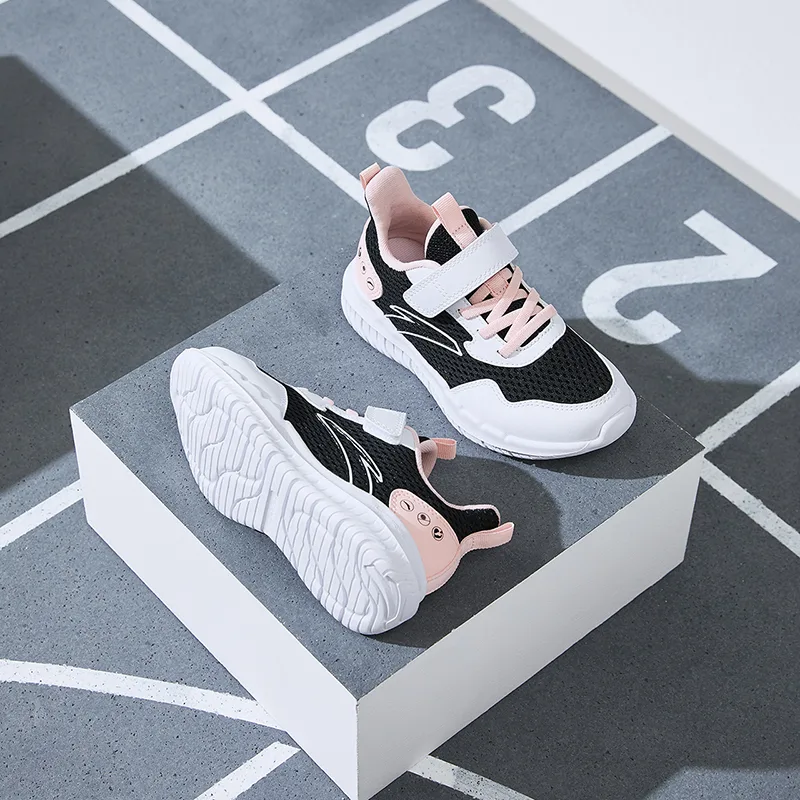 Antakids Детские кроссовки для бега low top с дышащей легкой амортизацией black white pink — фото 4