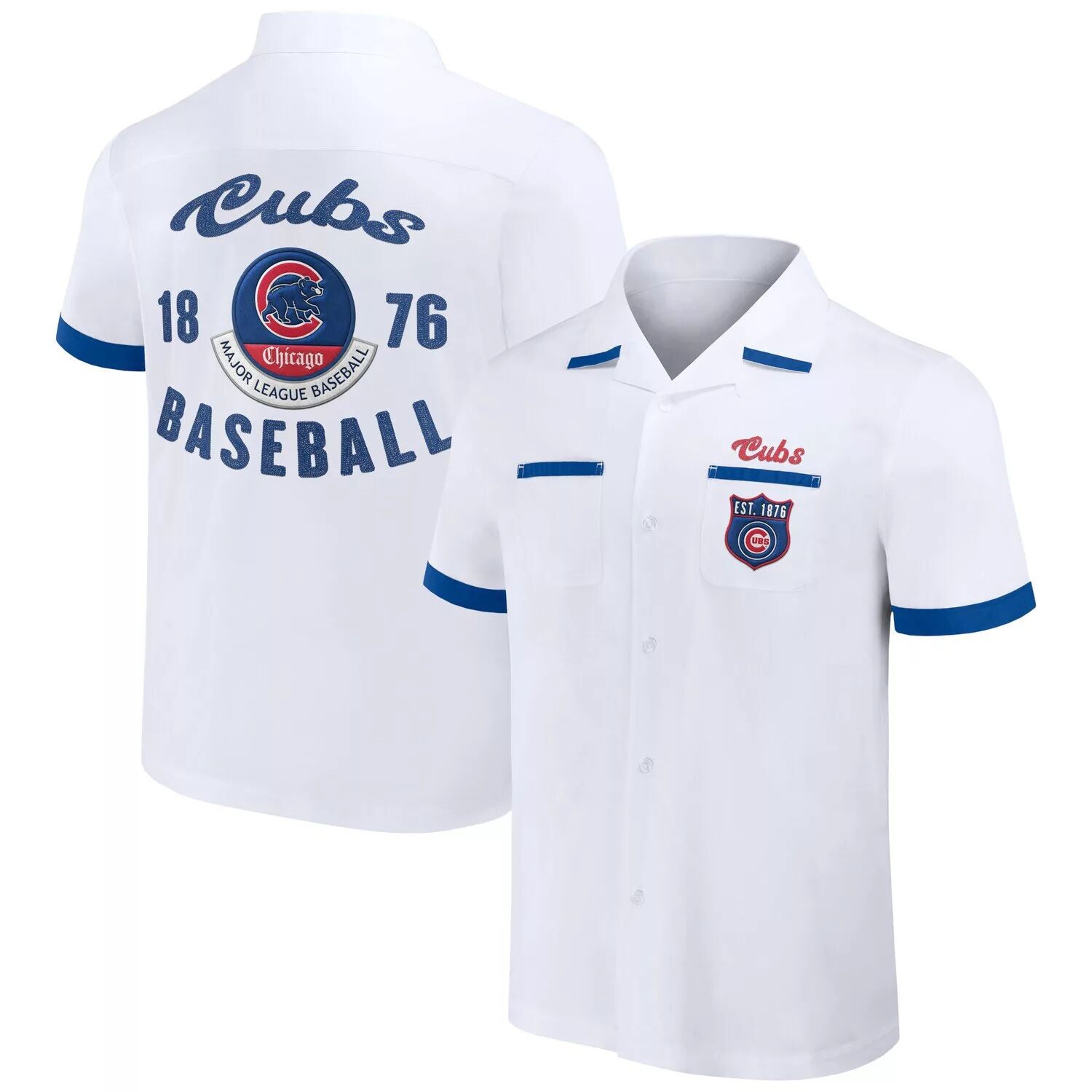 

Мужская рубашка Darius Rucker Collection от Fanatics Белая рубашка на пуговицах для боулинга Chicago Cubs