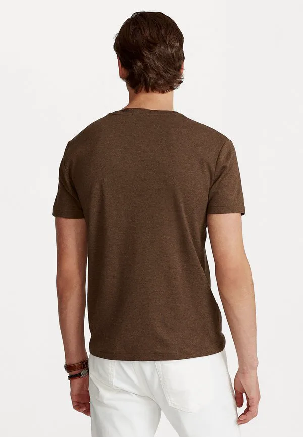 Облегающая футболка из мягкого хлопка, базовая футболка. Polo Ralph Lauren, Brown Heather — фото 3
