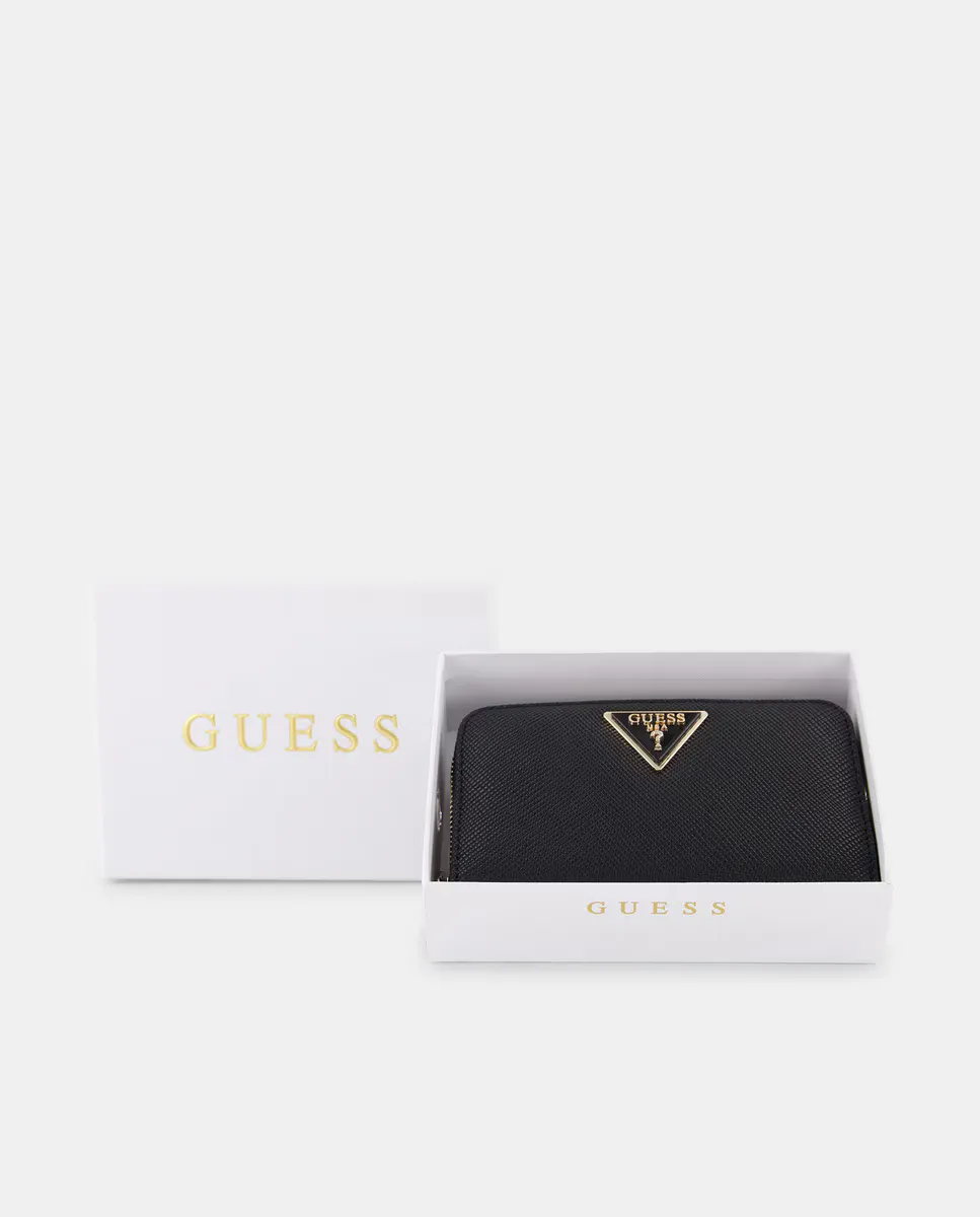 

Средний кошелек с двойной молнией и ручкой Guess, темно-серый