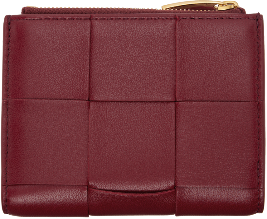 Красный маленький складной бумажник на молнии с кассетой Bottega Veneta — фото 2