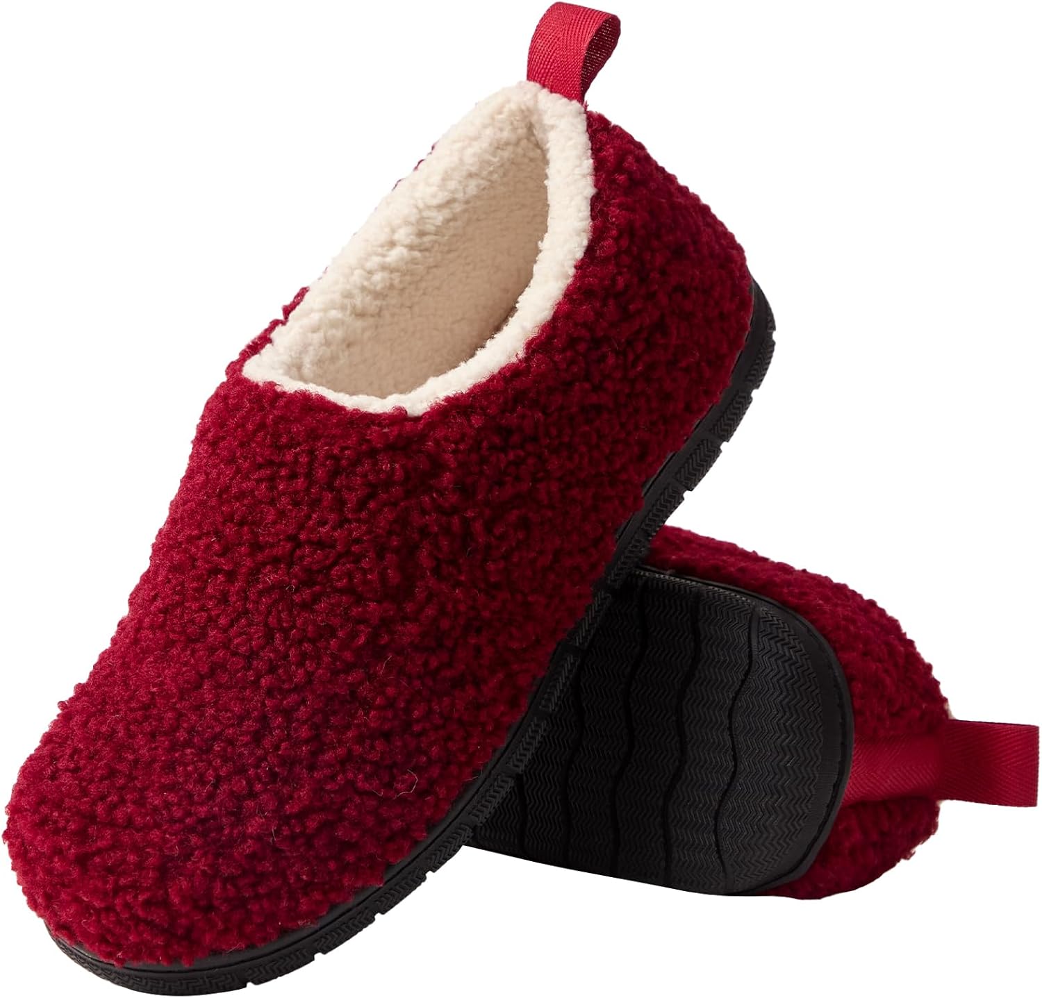 

Унисекс тапочки WALKFUN с закрытой пяткой из шерпы, уютные и теплые домашние обувь, подходят для зимы и Рождества, берите на размер больше для комфорта, бордовый