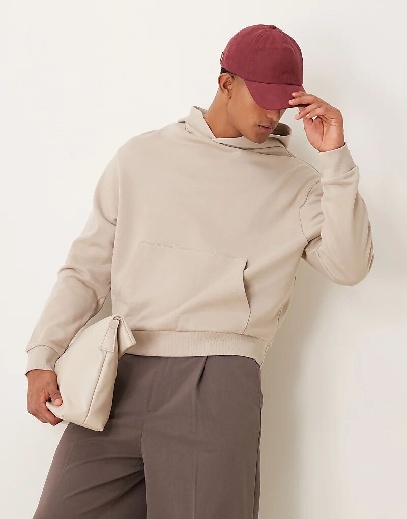 

Свободная толстовка свободного кроя в бежевом цвете ASOS DESIGN