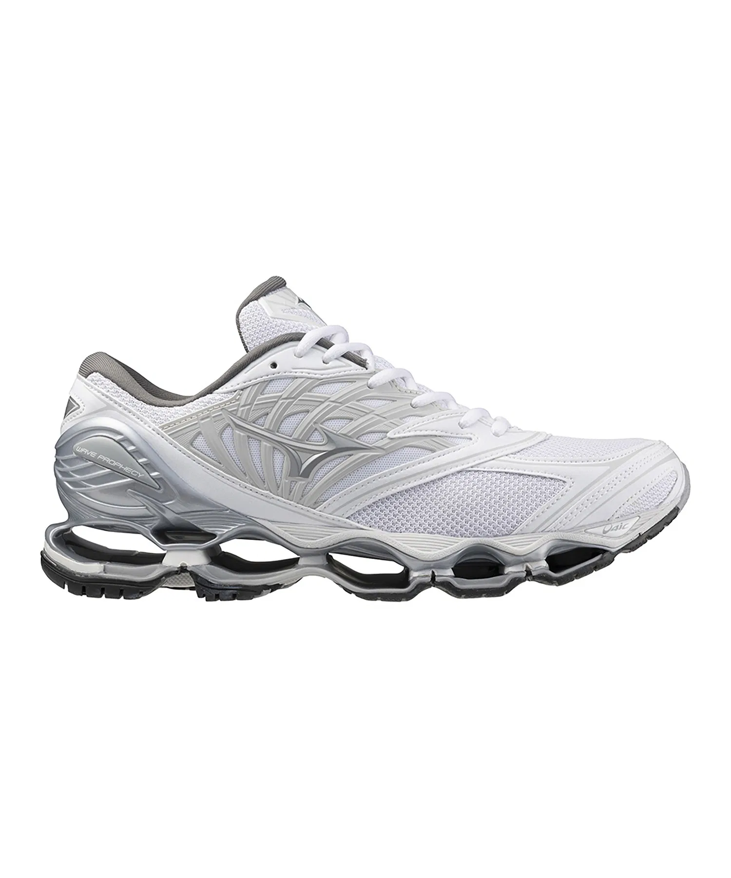 Мужские кроссовки MIZUNO WAVE PROPHECY LS белые с серебристым логотипом — фото 2