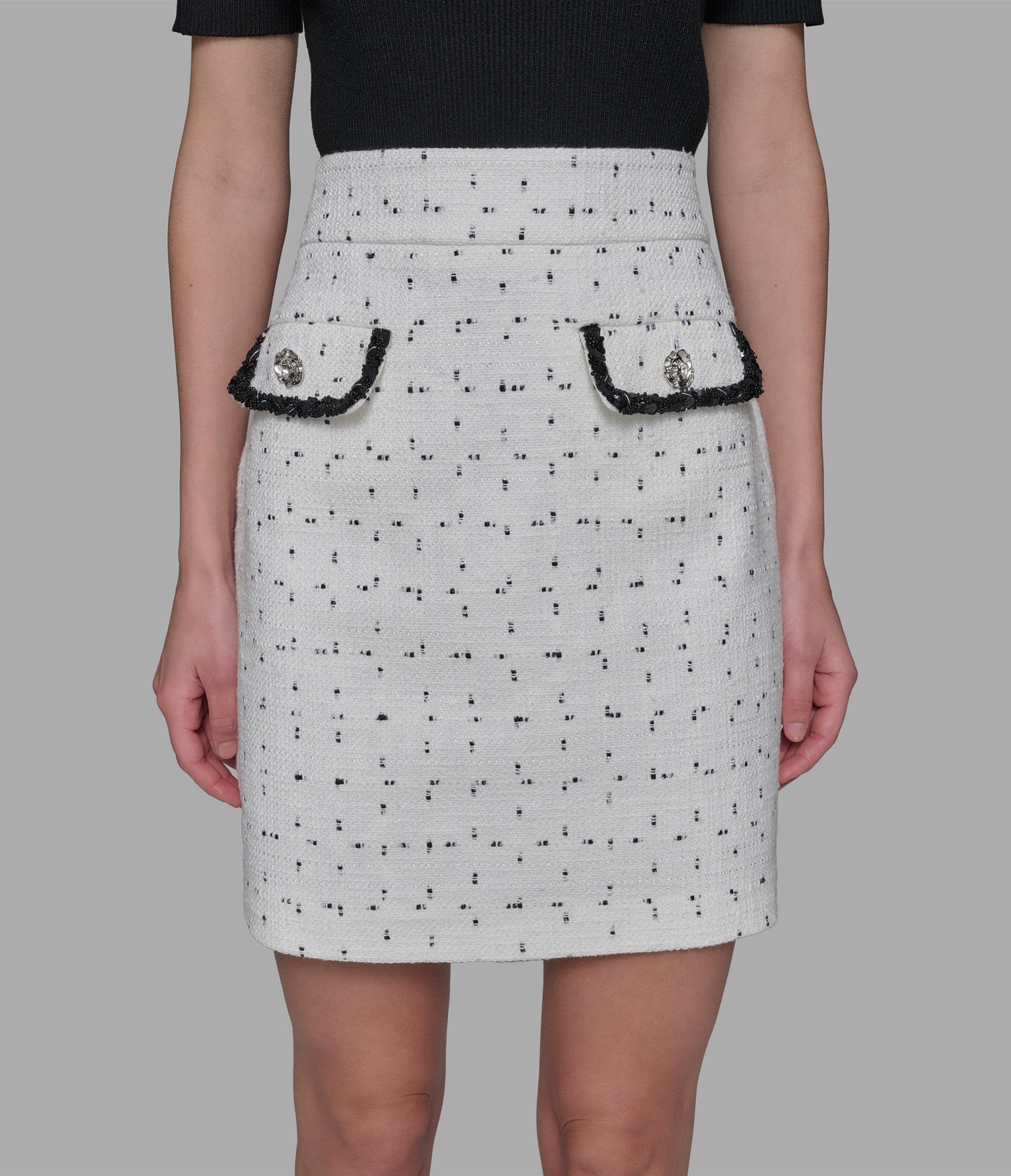 

Мини-юбка из твида KARL LAGERFELD PARIS, белый