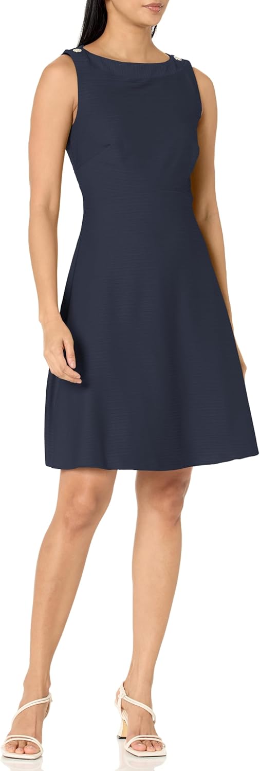 

Женское мини-платье без рукавов Tommy Hilfiger с вырезом-лодочкой и расклешенной юбкой, Sky Captain