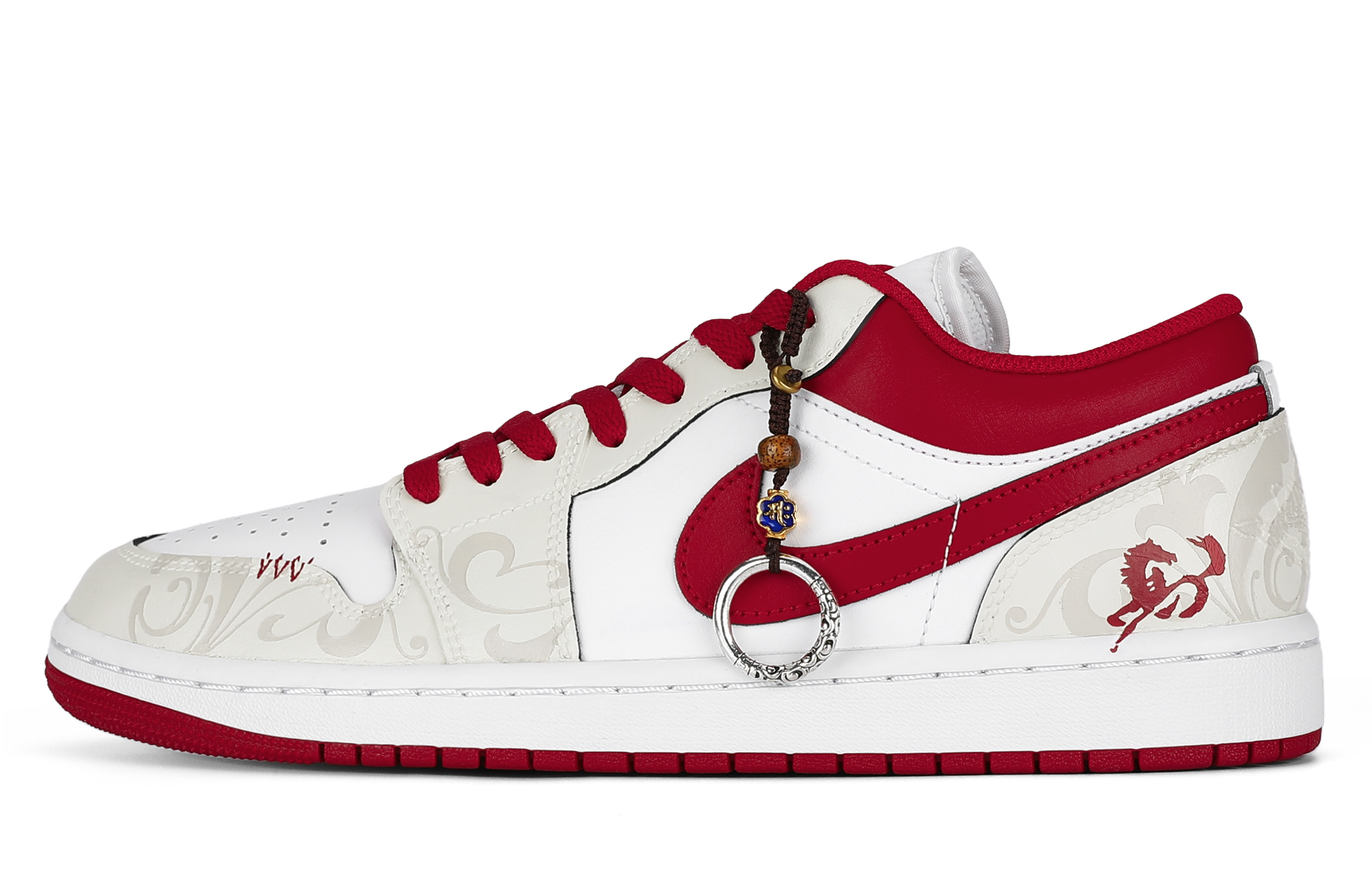 Jordan Air 1 Износостойкие и легкие низкие кеды Vintage Basketball Shoes мужские белые красные — фото 3