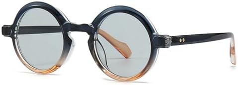 

Популярные круглые солнцезащитные очки 2027 года для женщин, ретро-градиентные очки с защитой от УФ-излучения UV400, модные панк-очки с заклепками MTZJH, Blue Light Grey