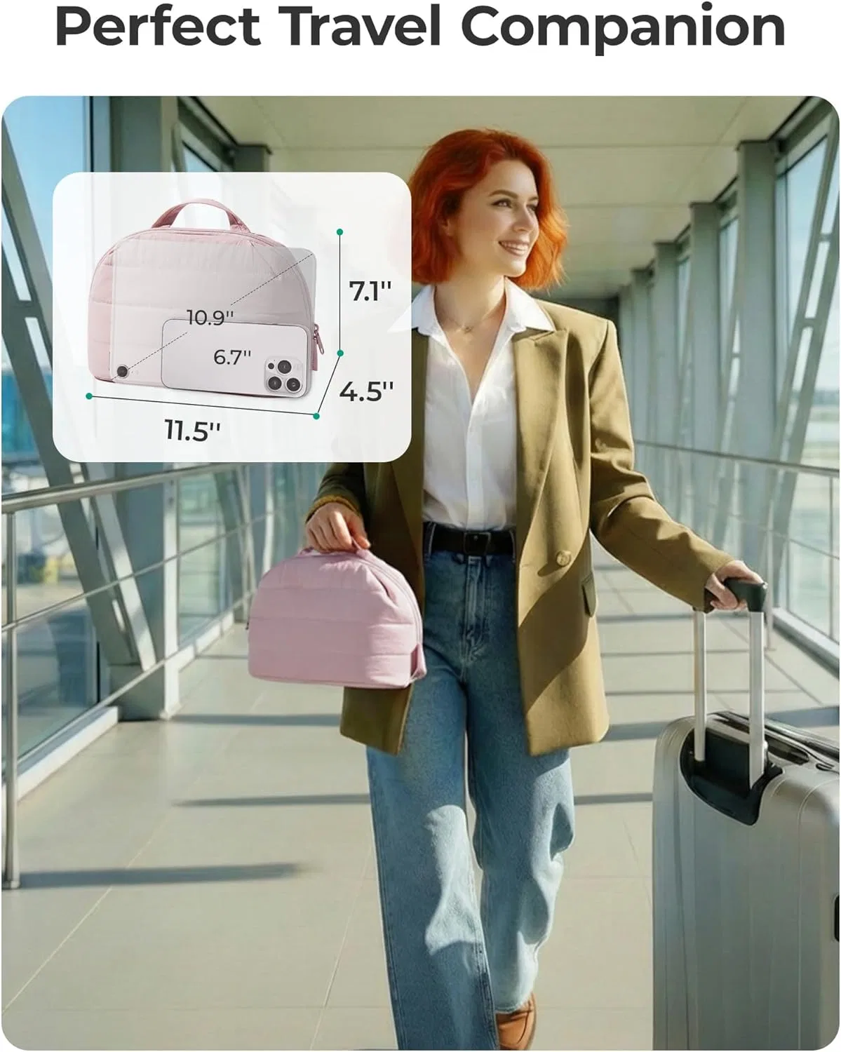 Женская складная косметичка BAGSMART Bagsmart, Dark Pink — фото 3