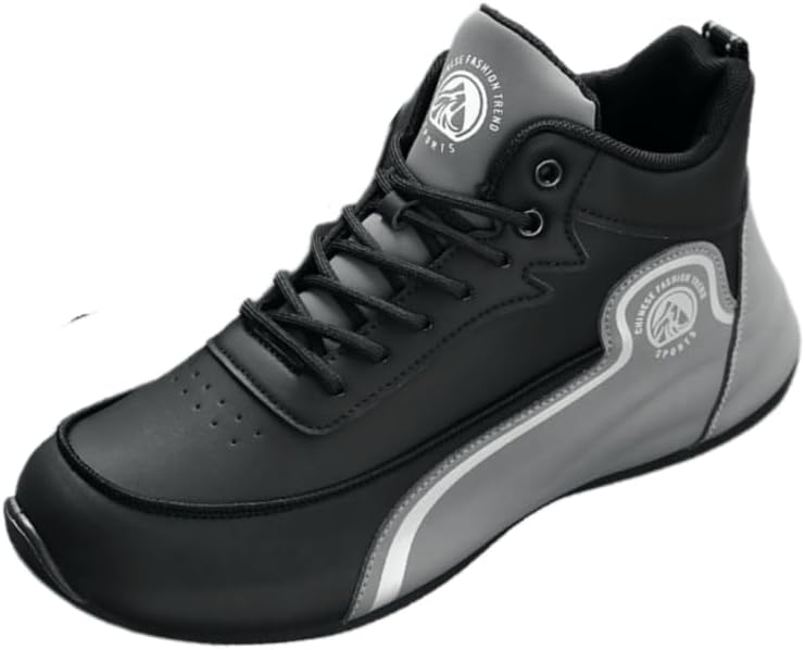 

Мужские спортивные кроссовки - беговые туфли с отделкой под кожу, модные и стильные, легкие и удобные для повседневной носки Hoalox, черный/серый