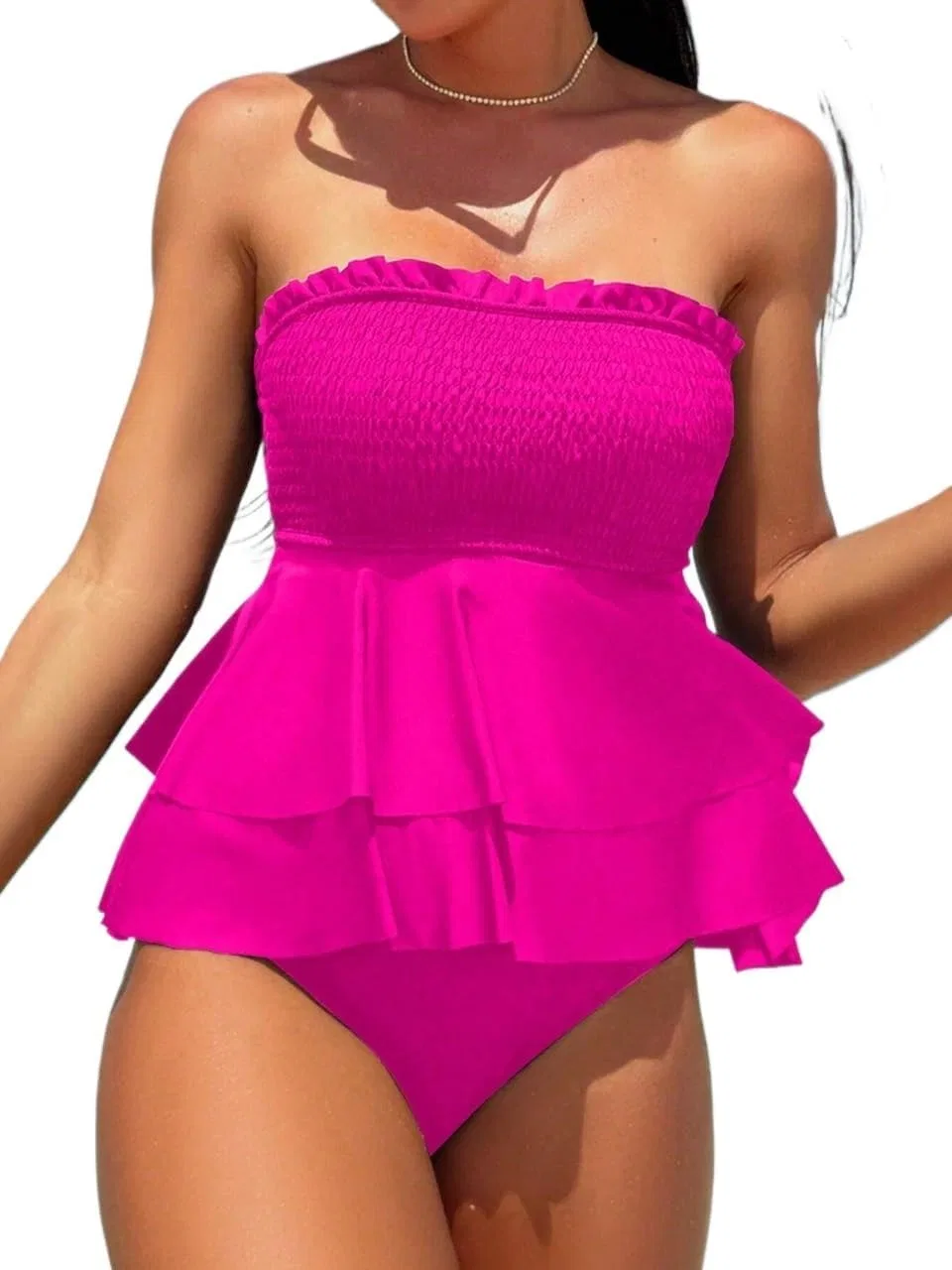 Женский бикини-сет с воланами High Stretch, Hot Pink