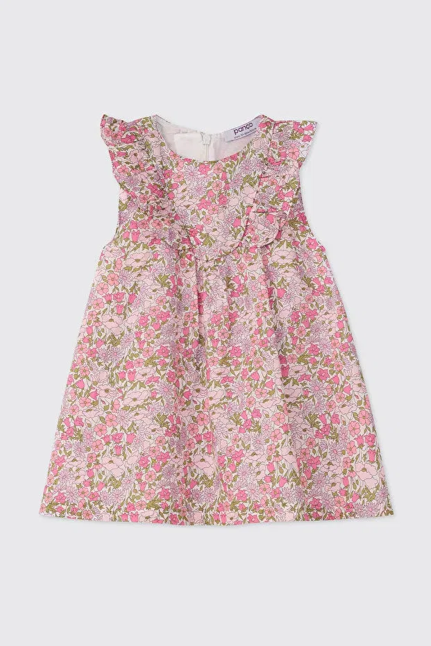 Детское платье для девочек с воланами Liberty fabric newborn pink Panço, 142331