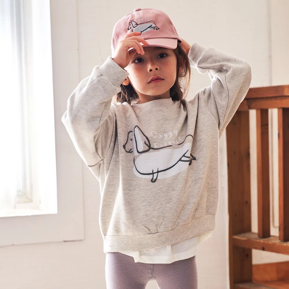 Детский свитшот с графическим принтом Doggy Graphic MTM melange BEACHESAND CREAM KIDS, Серый