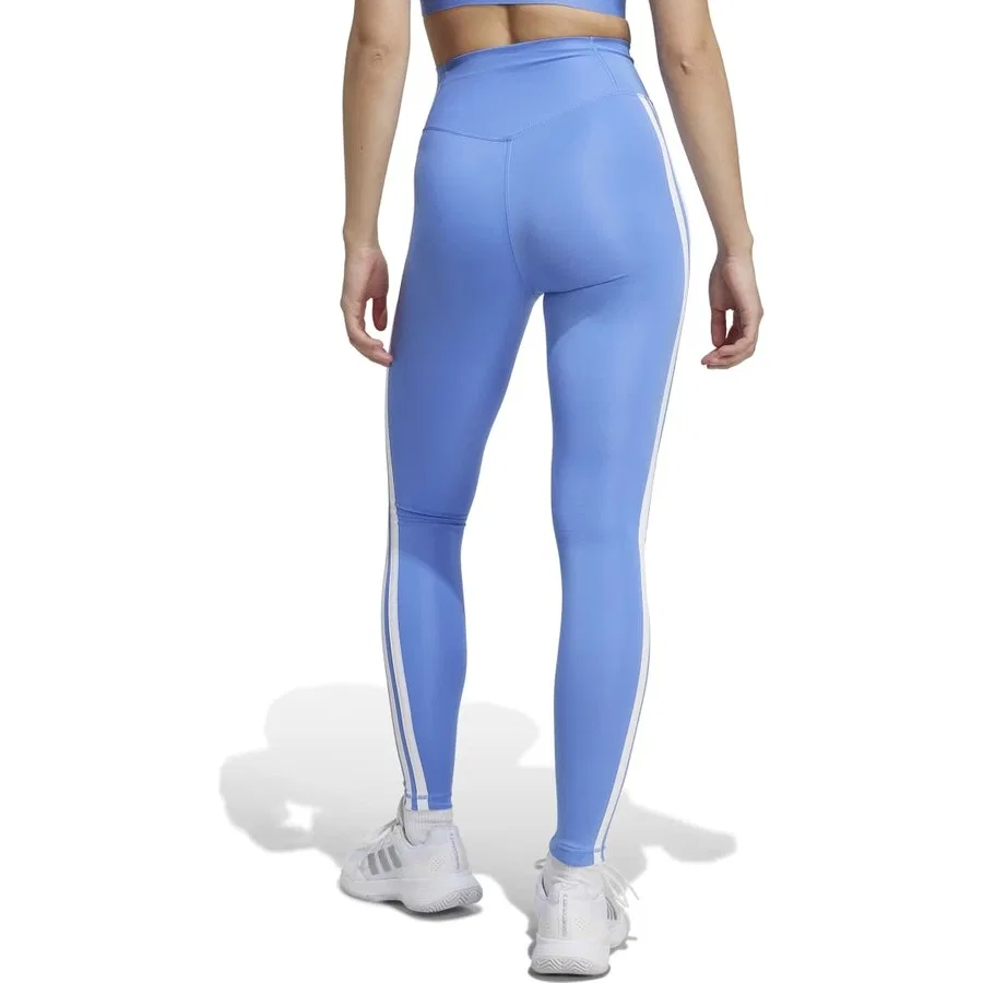 Леггинсы с высоким поясом Performance Optimé Essentials 3-Stripes 7/8 adidas, Сине-белый — фото 2
