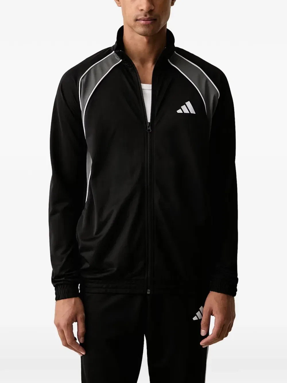 Свитшот с логотипом и контрастной окантовкой Adidas, черный