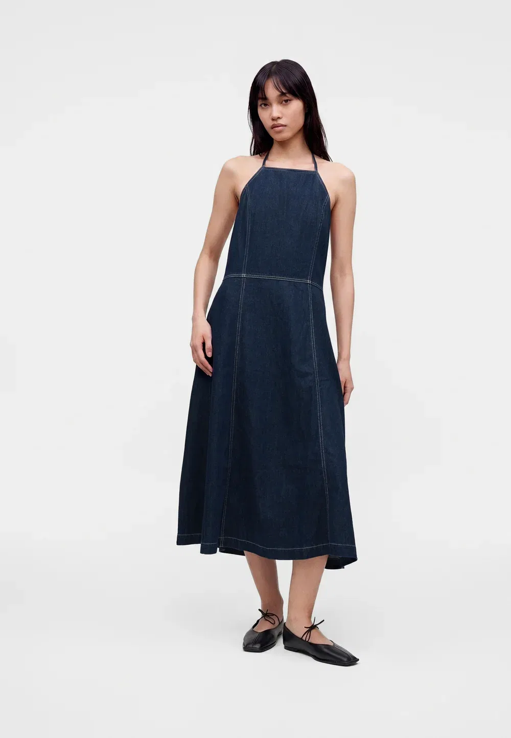 Платье-Халтер из джинсовой ткани Gap, Dark Blue Denim — фото 2