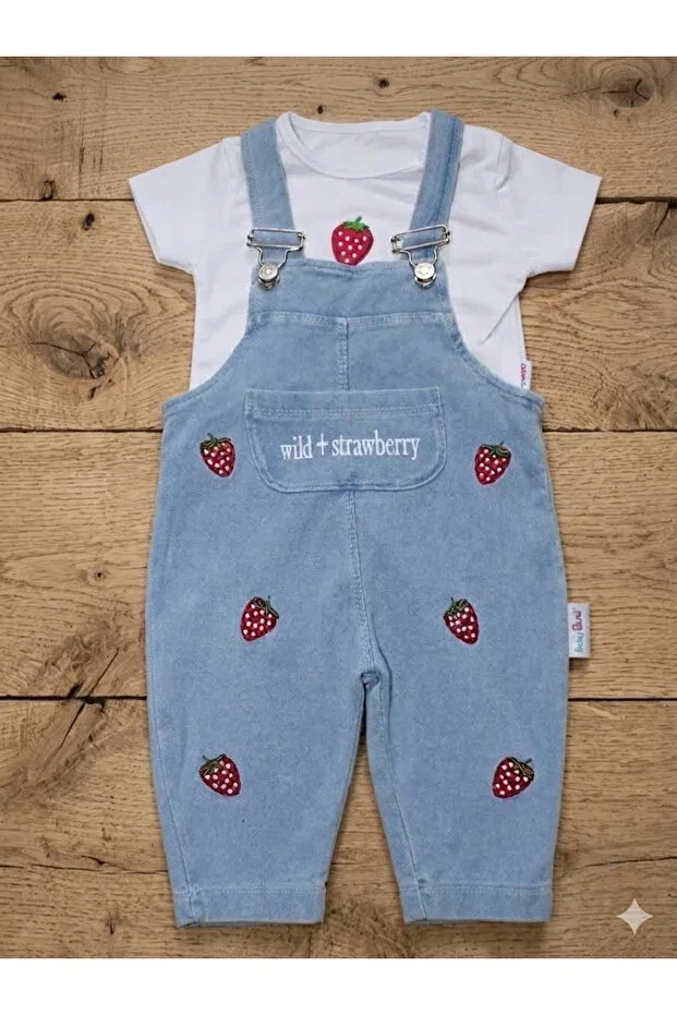 Детский комбинезон для девочек хлопковый с вышивкой Strawberry Embroidered Eymirgiyim, White Red — фото 2