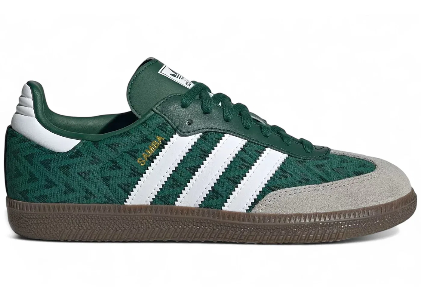 Детские кроссовки с замшевыми вставками Adidas Samba OG, Collegiate Green Cloud White Gum
