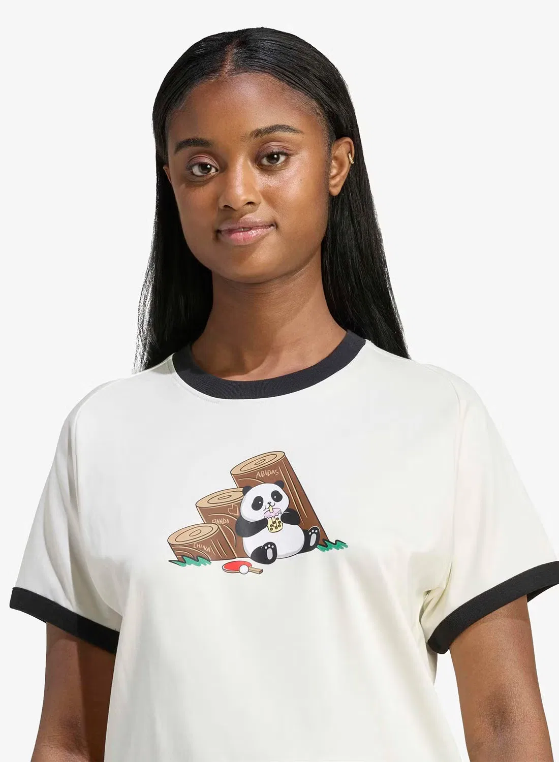 Футболка с принтом Panda chill Adidas, белый — фото 3