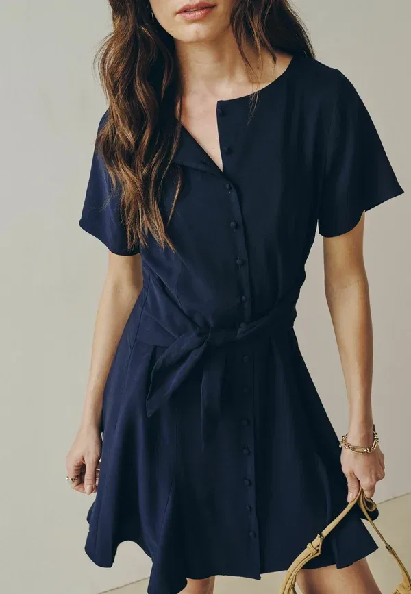 Платье с поясом Next Navy Blue, темно-синий