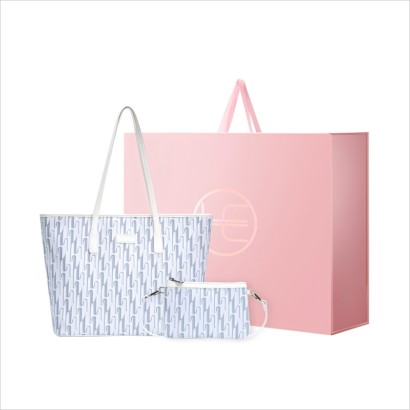 

HE BAO BAO Экологичная сумка из веганской кожи, [Large]Wave Gray Gift Box Set (Holds 14-Inch Computers)