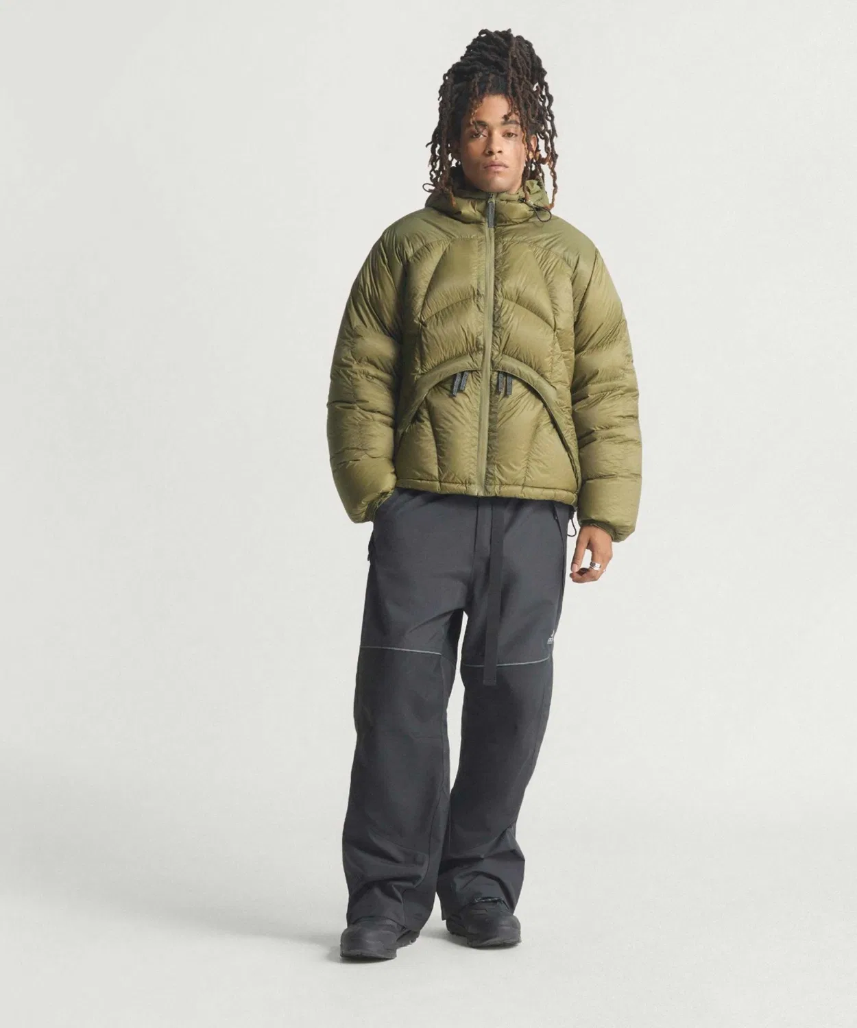 Мужское/Женское утепленное пальто с капюшоном, рипстоп, Adidas Originals, Khaki — фото 3
