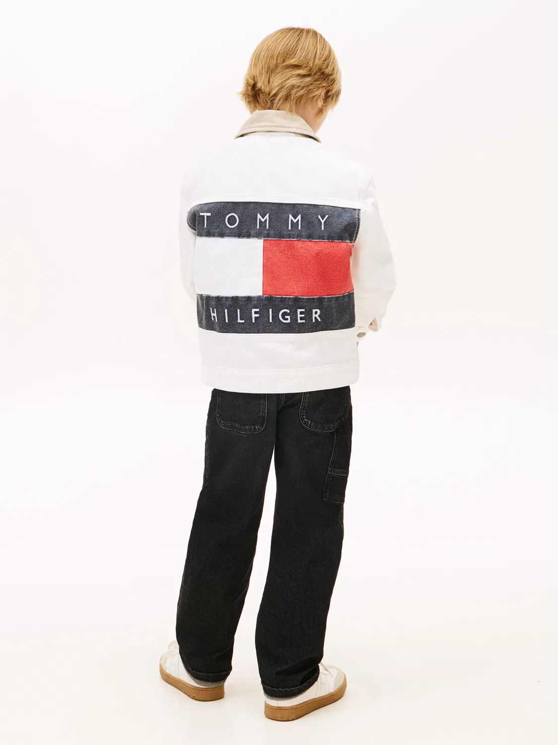 Детская джинсовая куртка для мальчиков с вышивкой Tommy Hilfiger, Белая — фото 4