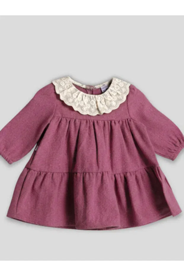 Детское платье для девочек хлопковое Lace Collar Detailed Lumbi Baby, Pink — фото 2