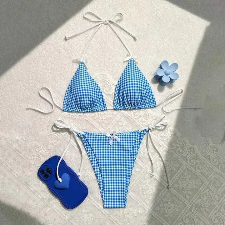Женский бикини-комплект с принтом Quick Drying Stretchy Soft, Sky Blue — фото 2
