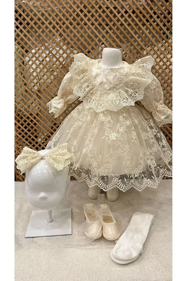 Детский комплект для девочек кружевной Orchid Mawlid Set Park Bebe, Orchid Cappuccino — фото 4