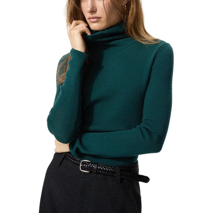 Женский свитер с высоким воротом UNIQLO, Dark Green — фото 3