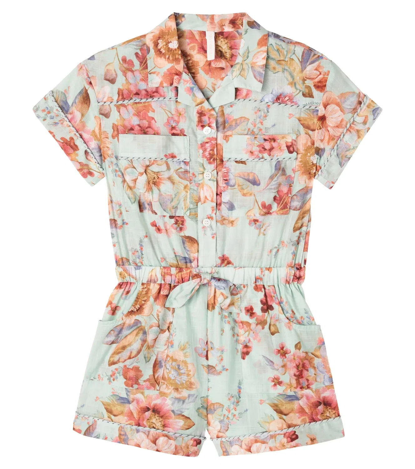 Комбинезон-ромпер с цветочным принтом Awaken Zimmermann Kids, бирюзовый