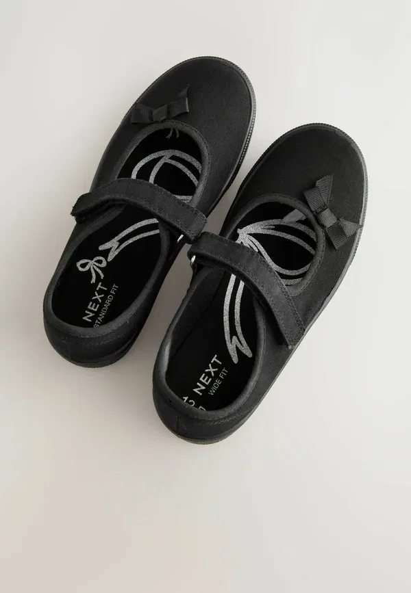 Туфли на плоской подошве с бантом School Bow Plimsoll Shoes Next, черный — фото 3