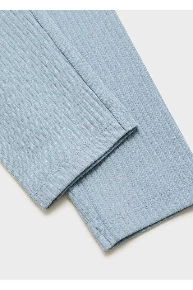 Детские леггинсы для девочек хлопковые Mango Kids, Sky Blue — фото 4