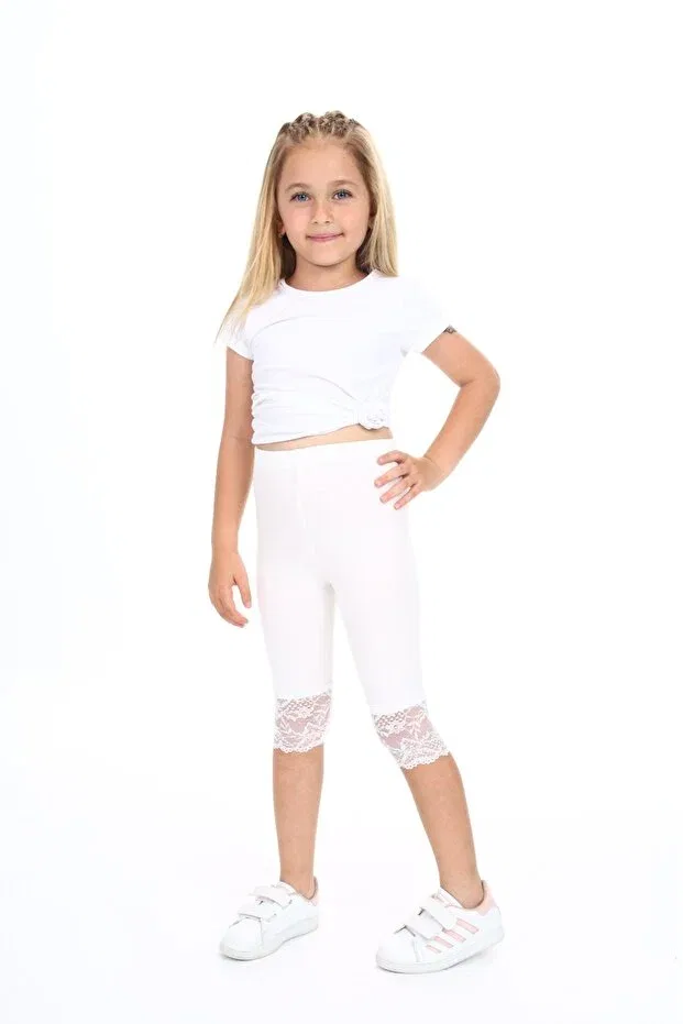 Детские шорты для девочек с принтом Wide Leg Toontoy, Ecru — фото 4