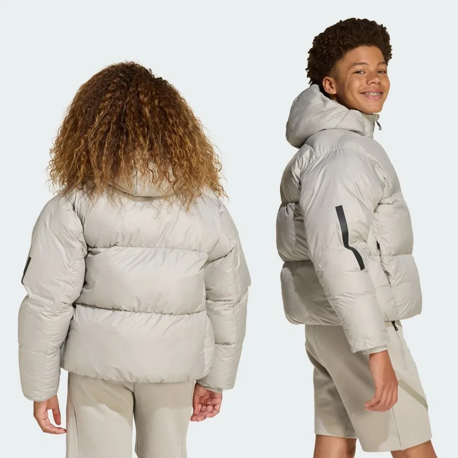 Детский утепленный пуховик с капюшоном Z.N.E. adidas, Серый — фото 3
