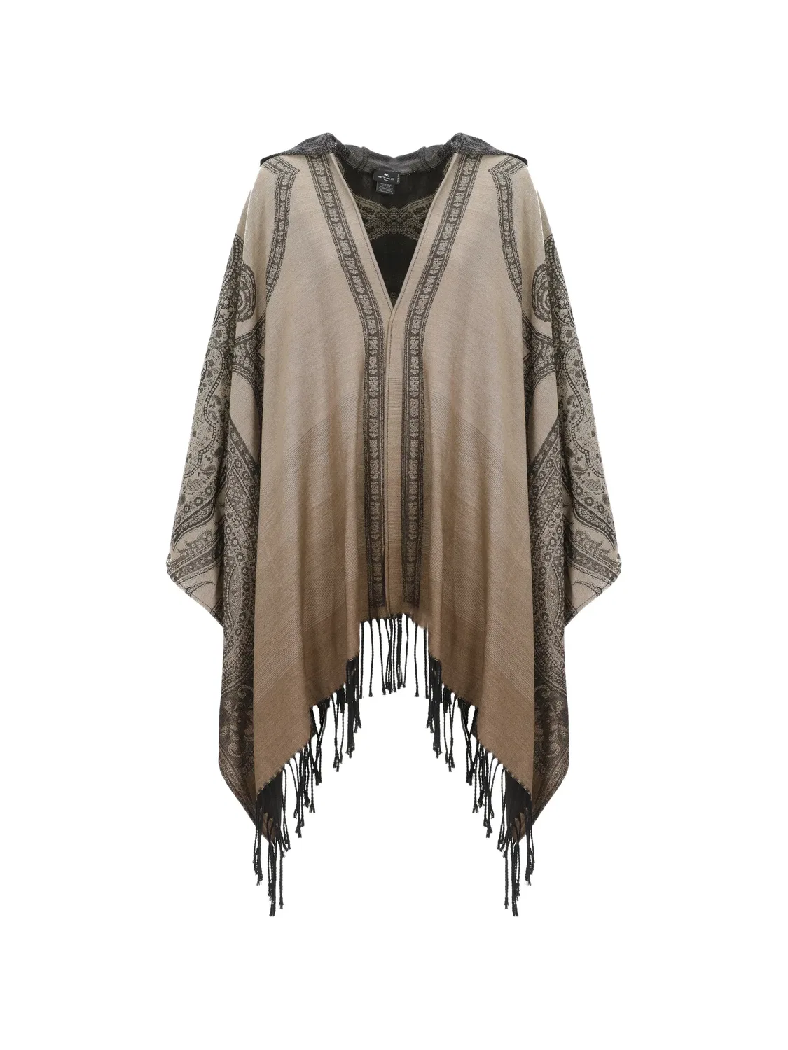 Пончо с капюшоном из шерсти ETRO, нейтральные