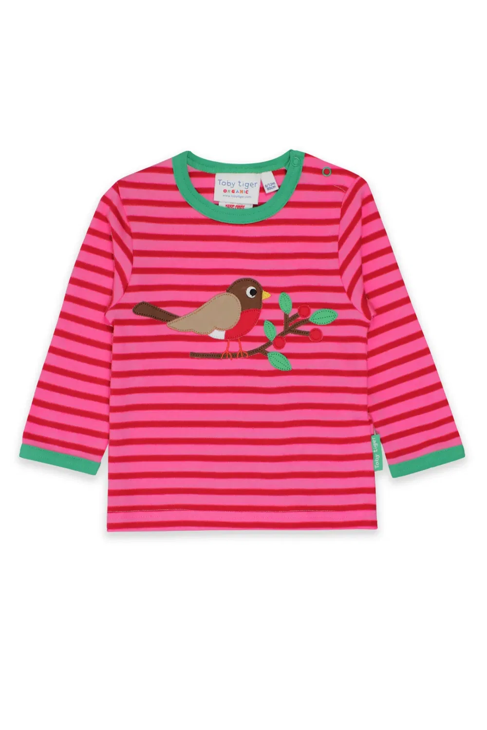 Детская футболка с аппликацией Robin с длинным рукавом Toby Tiger, Pink — фото 2