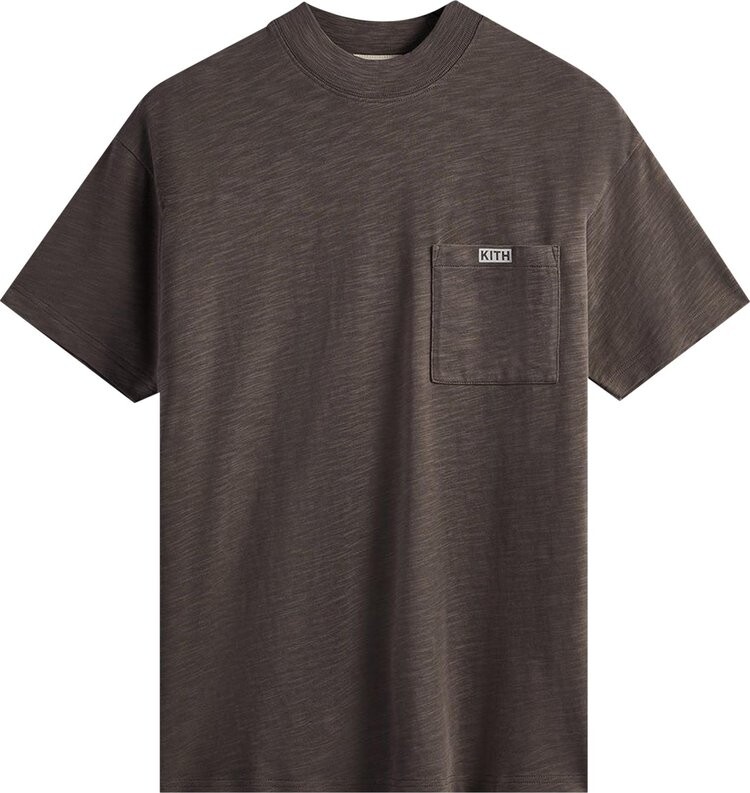 

Футболка Kith Mock Neck JFK Pocket Tee 'Overcast', коричневый