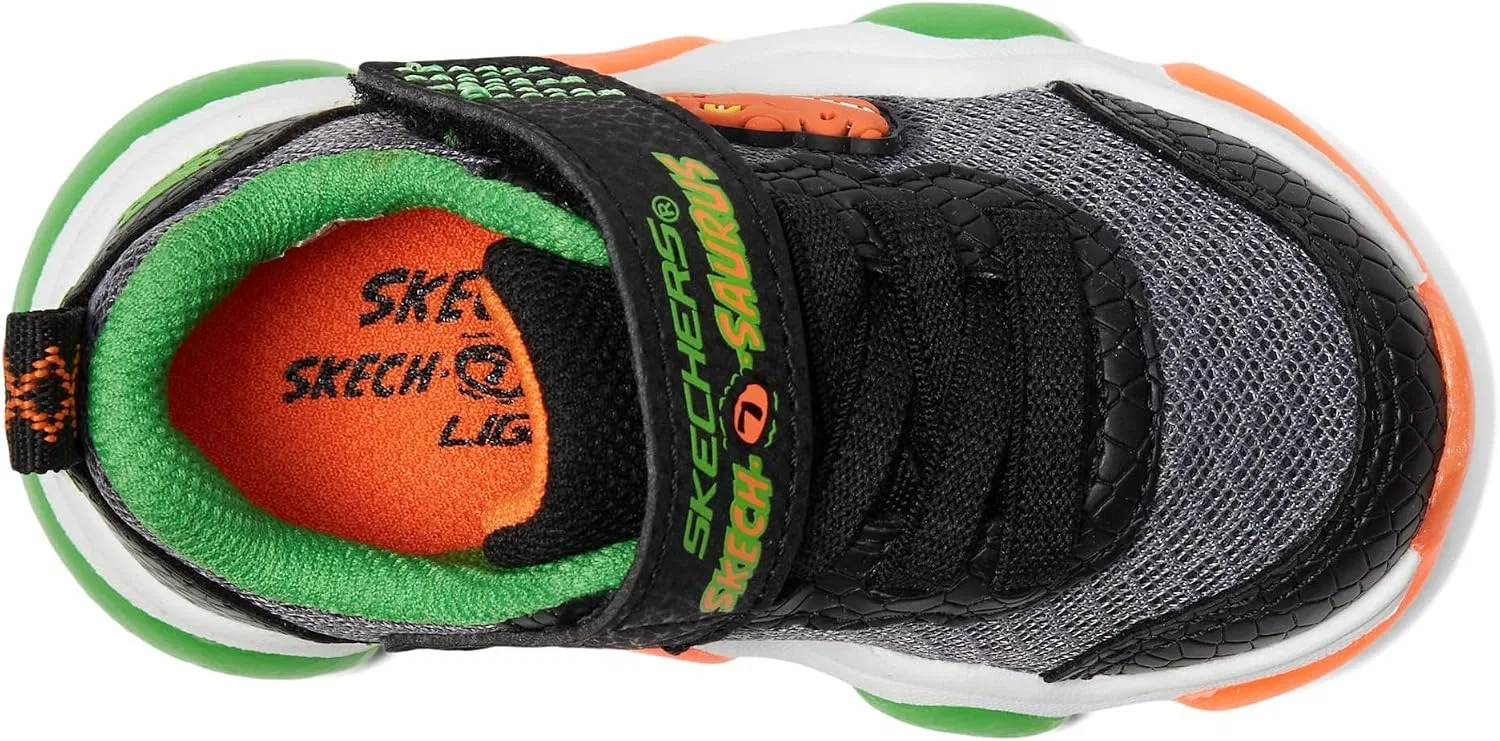 Детские кроссовки для мальчиков Mighty Glow 2.0 Dino-Bolt Skechers, Black/Orange — фото 2