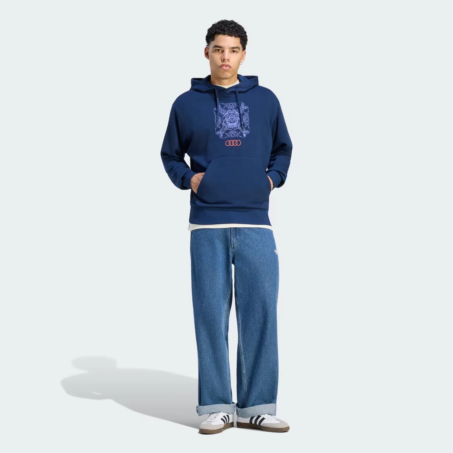 Мужское худи свободного кроя AUDI REVOLUT FORMULA 1 TEAM SINGAPORE Adidas Performance, темно-синий/кобальтовый синий — фото 3