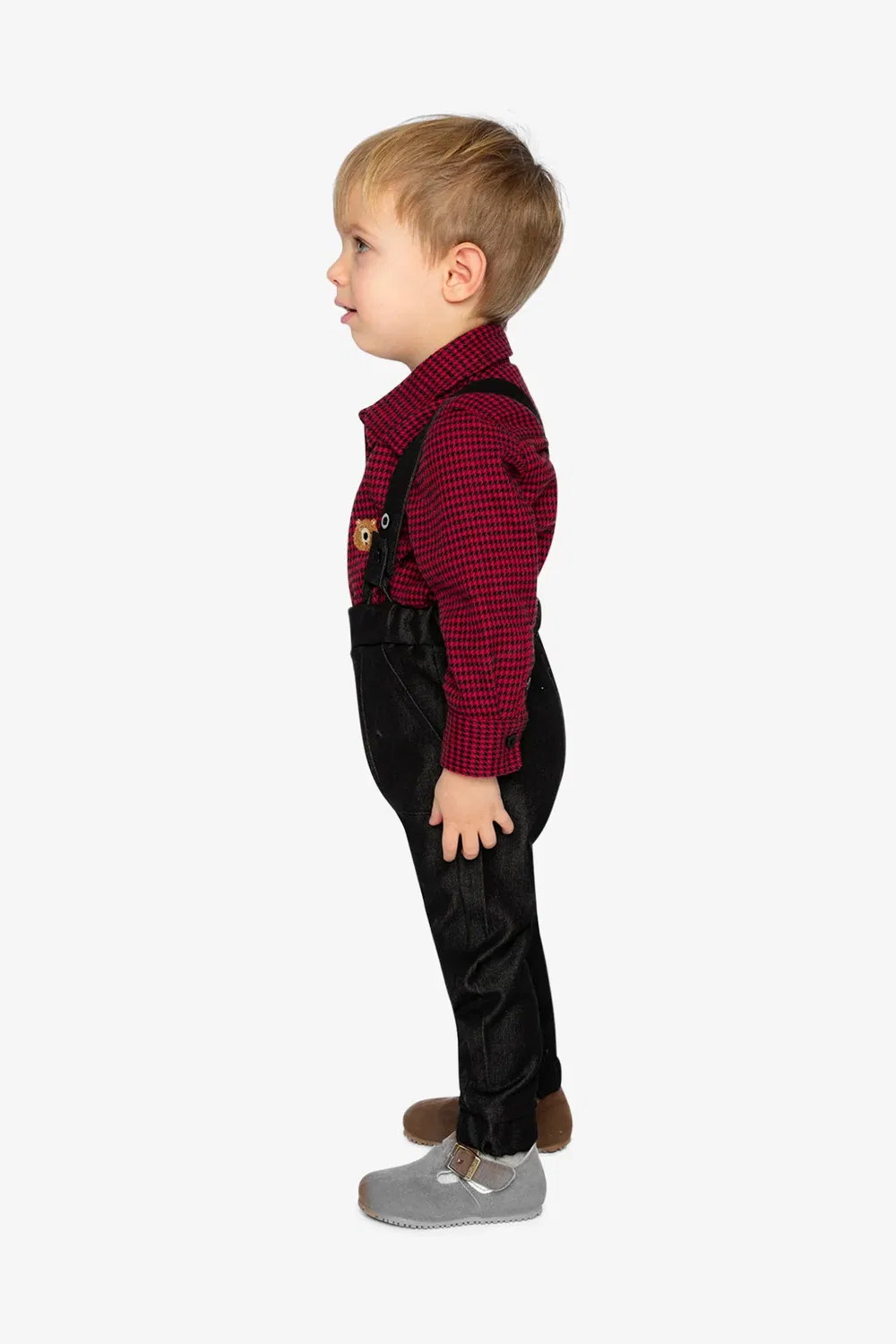 Детский комплект из топа и брюк с принтом Christmas Couture Deux par Deux, Black And Red Houndstooth — фото 3