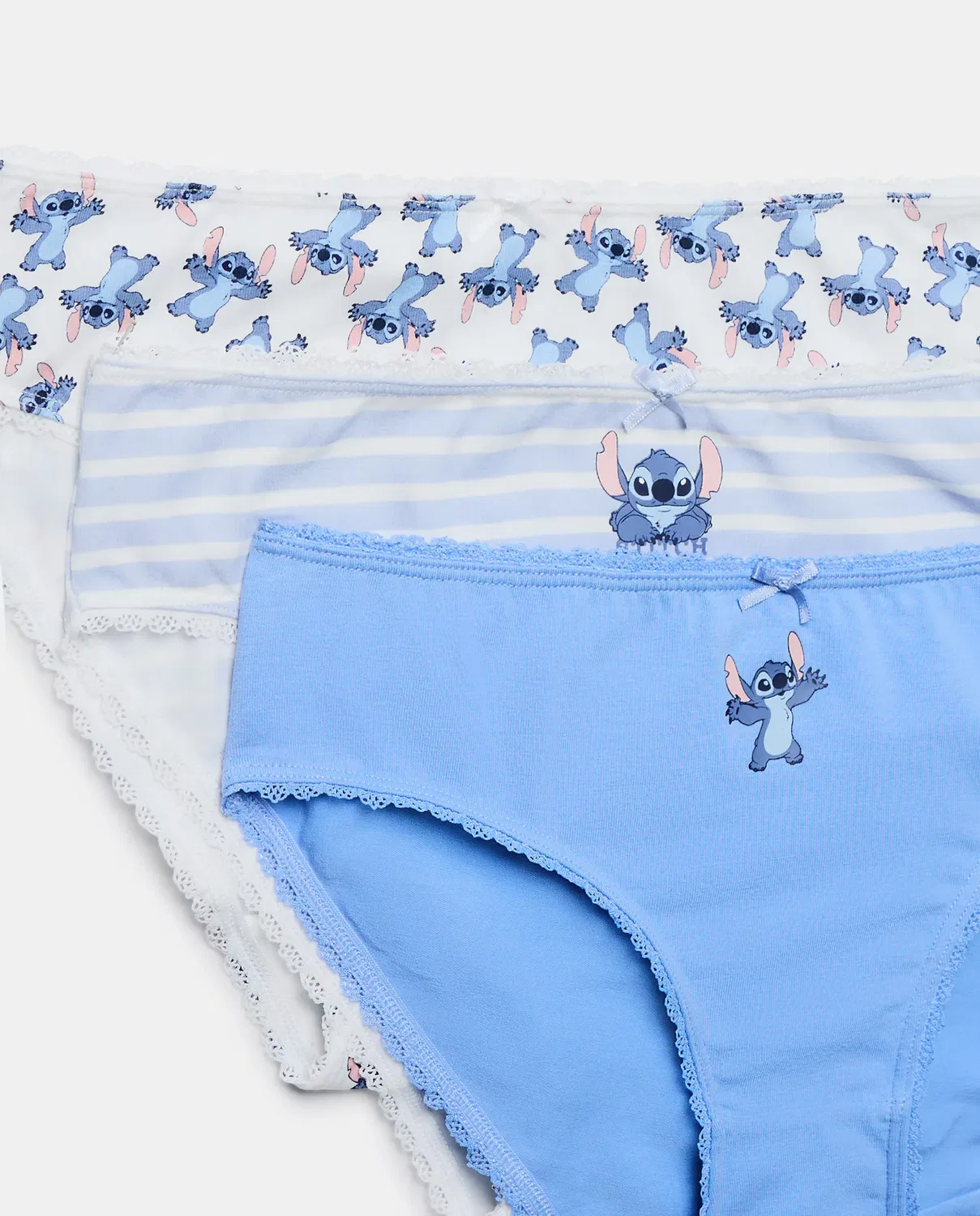 Детские трусы для девочек набор 3 шт с принтом Stitch Cotton Juice, Azul Marino — фото 3
