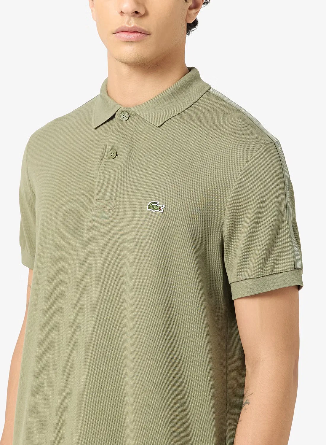 Поло с полосатым поясом Regular fit Lacoste, хаки — фото 3