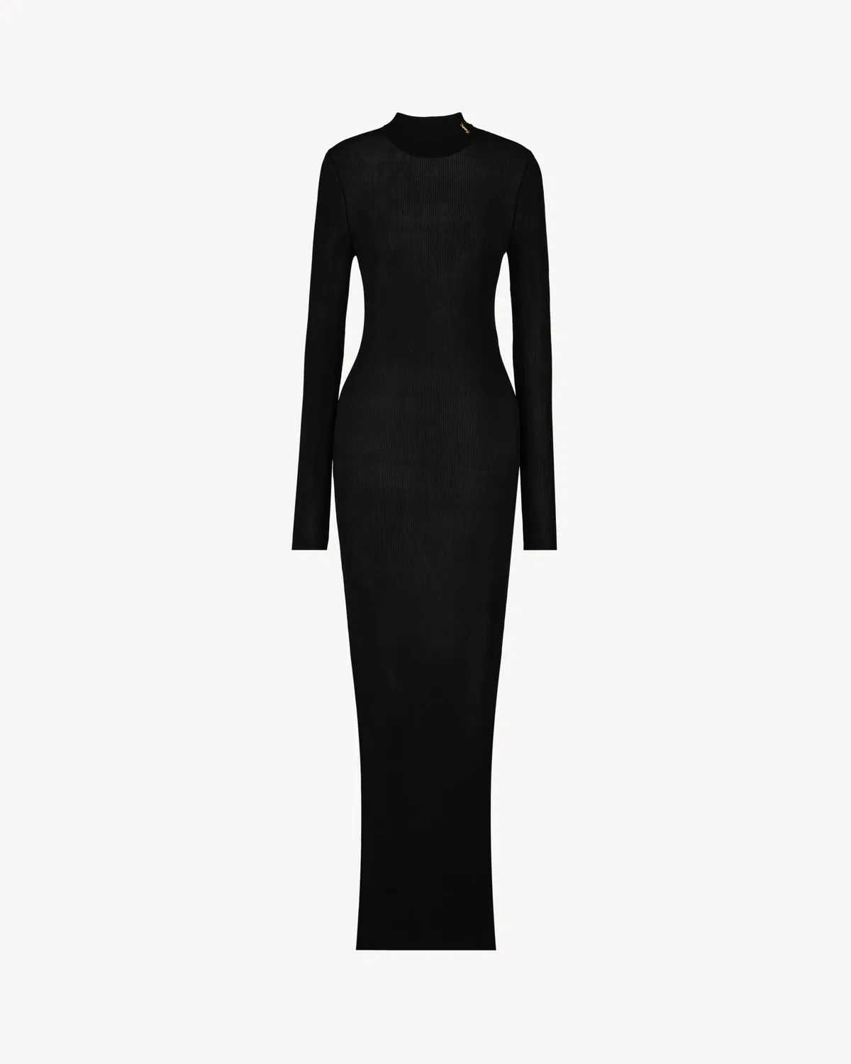 Платье с воротником-стойкой Cassandre из шелка Saint Laurent, черный